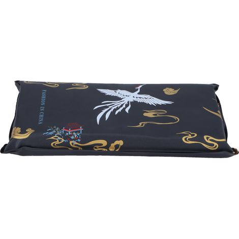 Oreiller rafraîchissant pliable en cristal de glace pour réduire la température, idéal pour la sieste des enfants et des adultes. Grue blanche sur fond noir. (1/5)