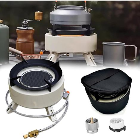 Réchaud Camping, 4000W Cuisinière Gaz Infrarouge Avec 2 Adaptateurs Réchaud Camping Gaz Coupe-Vent Avec Sac Transport à Allumage Piézo Table Cuisson Gaz Portable D'extérieur Pour Camping Randonnée (1/5)