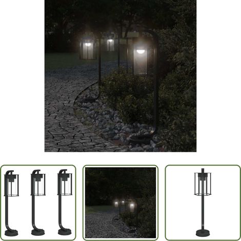 Éclairage extérieur - Lampadaires d'extérieur 3 pcs noir 60 cm acier inoxydable (1/5)