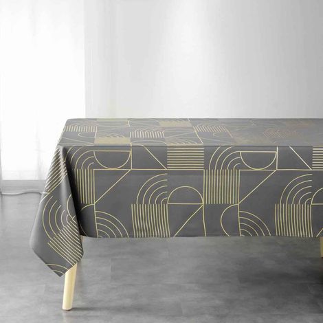 Nappe Imprimée Déco "Lineor" 150x300cm Anthracite (1/3)