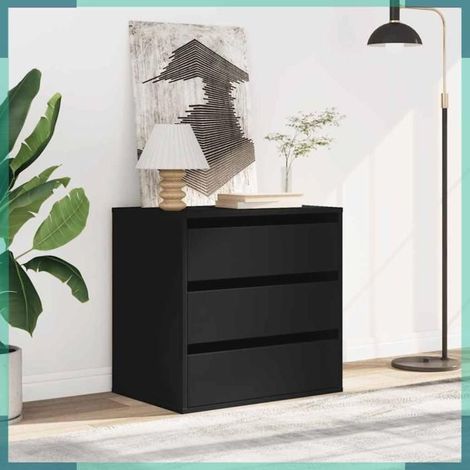 852844 Commode d'angle noir 60x41x58 cm bois d'ingénierie (1/5)