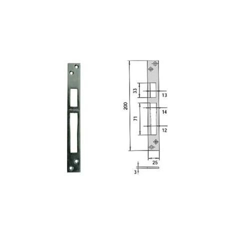 CONTROPIASTRA PER SERRATURE INFILARE PROFILATI IN FERRO 06232 20- - mm.25x200, spessore mm.3 (06232 20) - 5 pezzi CISA