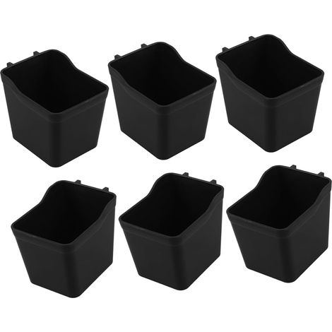 Lot de 6 boîtes de rangement perforées en plastique noir (1/5)