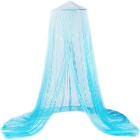 Mosquitera de lujo para cama con estrellas fluorescentes fosforescentes, universal para camas individuales, dobles y king (de todos los tamaños).