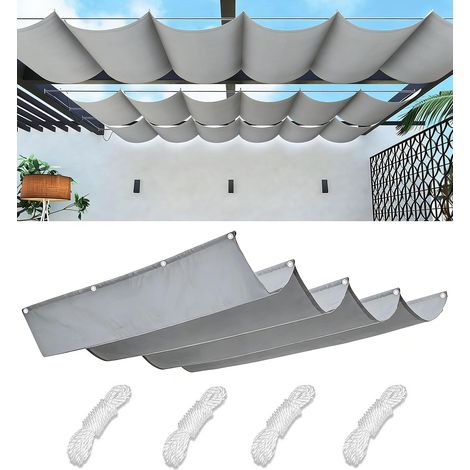 Telo ombreggiante estensibile per campo da golf 2M2M - Impermeabile e resistente al 95% ai raggi UV - Colore grigio chiaro - Con corda di fissaggio - Giardino - Patio ed eventi all'aperto - 2M (1/5)