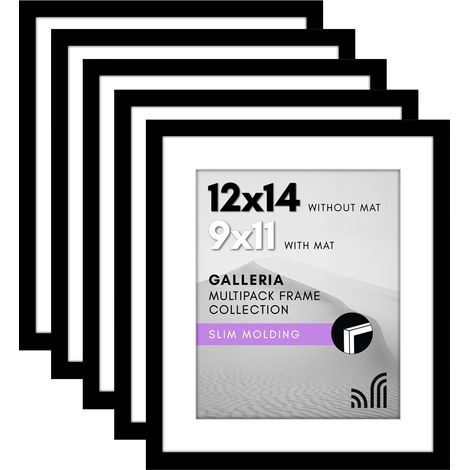 Lot de cadres photo de 30,5 x 35,6 cm - Utilisation comme cadre photo de 22,9 x 28,9 cm avec passe-partout ou cadre de 30,5 x 35,6 cm sans passe-partout - Cadre photo pour collage avec (1/5)