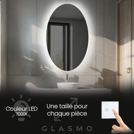 Miroir lumineux de salle de bain 60x100 cm Violet - Vertical Ovale Moderne Miroir avec LED Illumination - Blanc Froid 7000 K (1/5)
