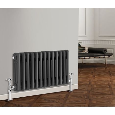 NRG Traditional Cast Iron Style Radiator Horizontal 3 Column Anthracite 300 x 605mm