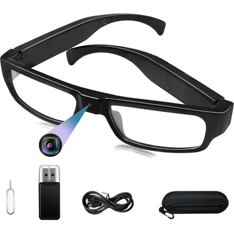 Caméra Espion Lunettes HD1080P, Lunettes Caméra Discrète, Lunettes Caméras Cachée, Lunettes de Camera avec Enregistrement Vidéo pour Les activités en intérieur/extérieur (1/5)
