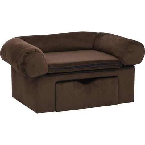 Divano per cani con cassetto 75 cm peluche marrone 020000094