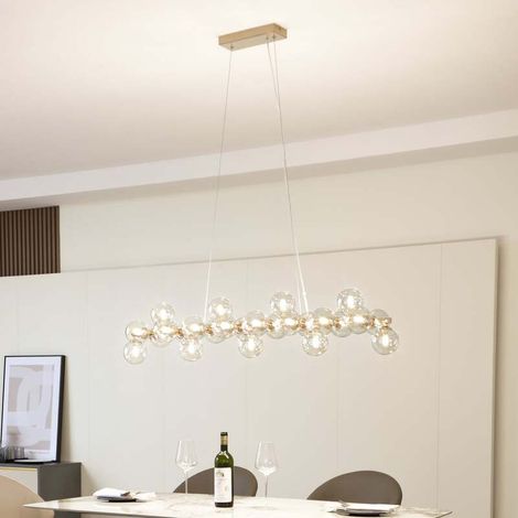 [NEUWERTIG] B-Ware Lucande Hängeleuchte Naelen LED Pendelleuchte dimmbar gold amber 125cm Glas (1/2)