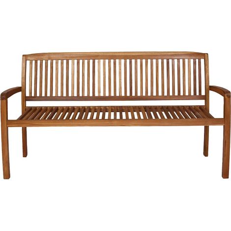 Maison Exclusive - Gartenbank 3-Sitzer Stapelbar 159 cm Massivhol (1/5)