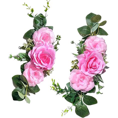 [3] Décoration de gâteau avec fleurs artificielles, produit fini fait main, fleur pour dossier de chaise de mariage, rose, décoration de table haut de gamme (1/2)