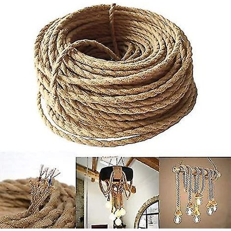 Câble d'alimentation LED à 3 conducteurs en lin, 3 x 0,75 mm², 5 m, style rétro TY (1/2)