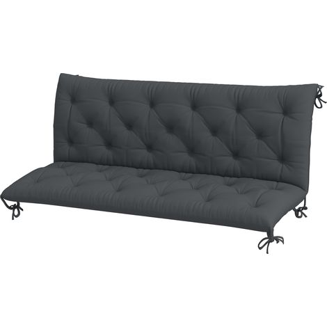 3 Seater Bench Pad, Garden Chair Cushion with Back Ties for Indoor Outdoor Use, 98 x 150 cm, Black (1/5)