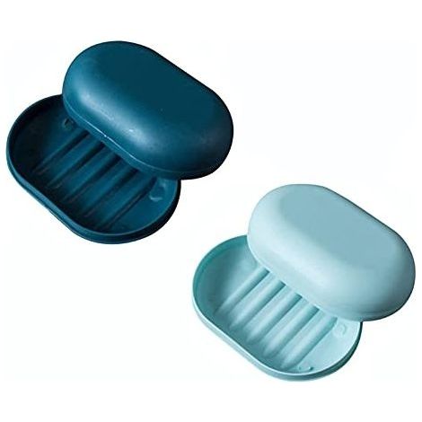 Lot de 2 porte-savon de voyage avec couvercle - Étanche - Pour douche, voyage, randonnée, salle de bain, école, salle de sport (1/5)