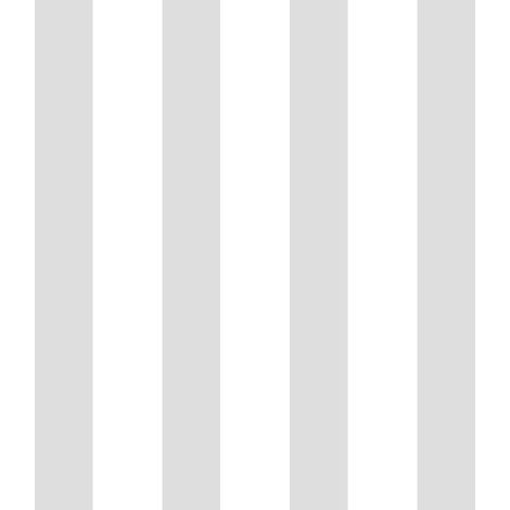 Papier peint rayures larges gris ciel blanc pur