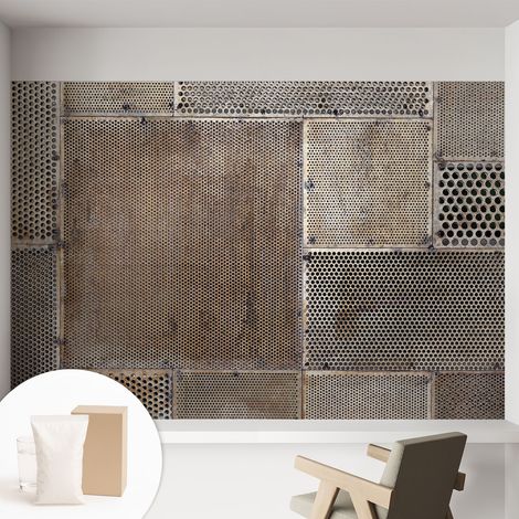 Papier peint intissé décoratif avec colle pour salon chambre et bureau Installation rapide Motifs métalliques 152x104 cm (1/5)