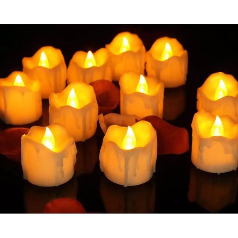 12 flammenlose, flackernde LED-Kerzen, warmes Licht für Hochzeits- und Weihnachtsdekoration