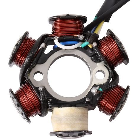 Lot de 2 bobines de stator compatibles avec moteurs 50-125cc, alternateur demi-onde 6 pôles pour moto, câble de bougie inclus. (1/3)
