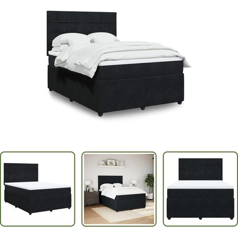 vidaXL Matelas à ressorts ensachés - Sommier à lattes de lit avec matelas Noir 140x190 cm Velours (1/5)