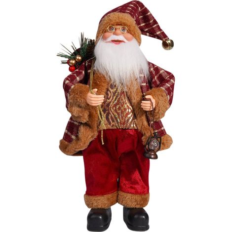 Poupée De Père Noël - Figurine Debout 30 Cm - Décoration De Fenêtre, Cheminée Ou Étagère Pour Noël - Lot De 1 (1/3)