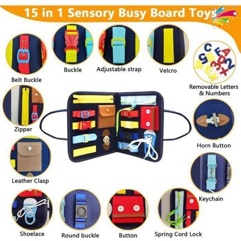 Busy Board - Tableau Éducatif Montessori pour Développement de la Motricité Fine - Jouet pour Enfant 1 à 5 Ans - 1 Pièce (1/4)