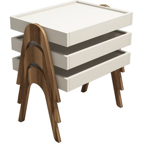 Table basse Strembo, forme rectangulaire, structure en bois mélaminé, 40x53,6x64h cm, couleur noyer brun (1/4)