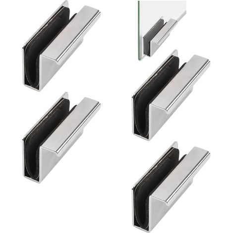 Poignée de tirage en verre, poignées de tirage en verre pour armoire, clips de porte en verre, loquet de cabinet, pince de maintien, poignée dissimulée pour vitrine en verre (argenté (1/5)