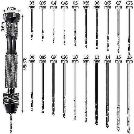 21-teiliges Set inklusive Spindelschraubstock für Handbohrmaschinen und 20 Mini-Spiralbohrern (0,3-1,6 mm)