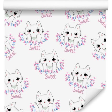 Papier peint chatons mignons pour salon et chambre 50x1000 cm (1/5)