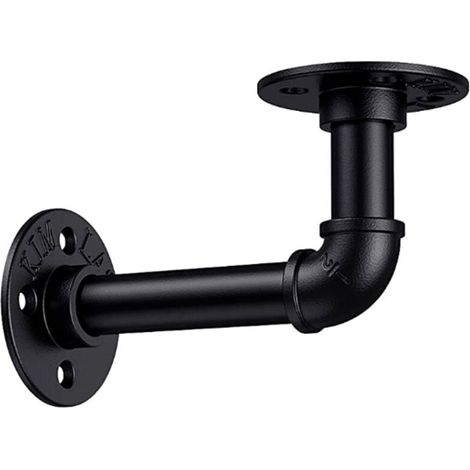Support Étagère Industriel Tuyau, Supports pour Étagère Industrielle Vintage avec Brides 1015cm pour Bibliothèque Meubles de Bricolage Suspendus Étagère Murale Flottante-Noir