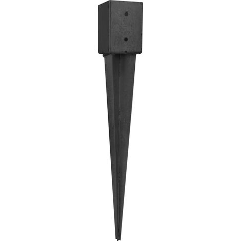 Support de poteau avec pointe Noir Revêtu 10,1 x 10,1 x 75 cm - (1/2)