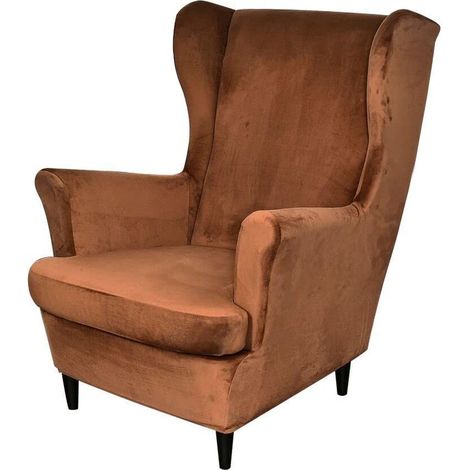 2-teilige Stretch-Ohrensesselbezüge, weiche Samt-Ohrensesselbezüge mit elastischem Saum für Schlafzimmer, Wohnzimmer, Plüschsessel, Sofa,Kamel (1/5)