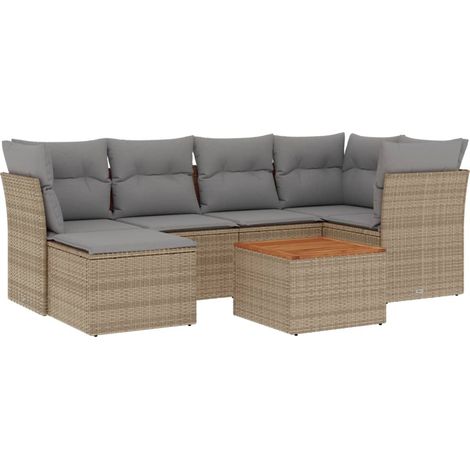 Maison Exclusive - Patio Sofa Set 7 plaza Mezcla de beige y gris (1/5)