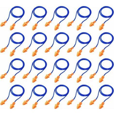 20 Paires, Bleu , Bouchons d'oreilles en Cordon Bouchons d'oreilles en Silicone Réutilisables avec Corde Bouchon d'oreille Anti-Bruit pour Sommeil Protection Auditive (1/4)