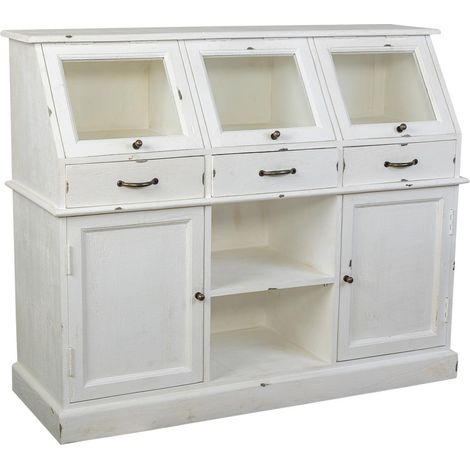 Aparador de madera envejecido blanco 129x45x106 (1/5)