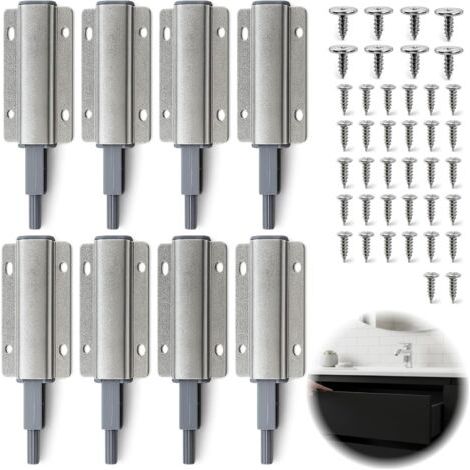 BUNTHAUS Lot de 8 Poussoir Push to Open, Poussoirs Push to Open Magnétiques pour Porte de Placard et Tiroir, Loquet à Ressort avec Aimant Intégré, Fermeture Sans Poignée pour Meuble Cuisine Armoire (1/5)