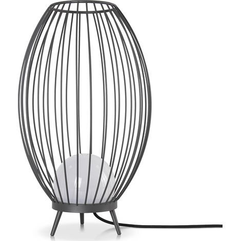 Paco Home Luminaria Exterior Lámpara Pie Mesa Exterior Terraza Jardín IP 54 Cable 3m Antracita (lechosa), Lámpara de pie E27