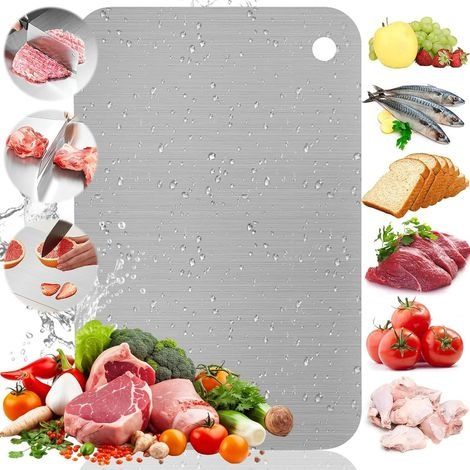 Planche a Decouper en Titane, 30 20CM Titanium Cutting Board, Planche à Découper en Acier Inoxydable, Stainless Steel Cutting Board, Convient pour La Viande, Les Fruits et Légumes (1/5)