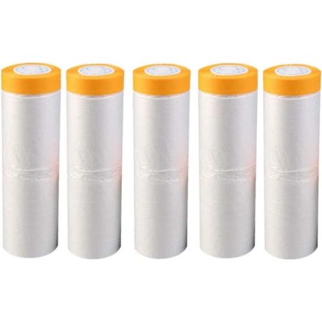 royaluxe - 5 Rouleaux de Ruban Adhésif de Masquage 55cm20M Ruban Adhésif de Protection Adhésif Toilé avec Bâche de Protection en Plastique Ruban de Masquage Imp (1/5)