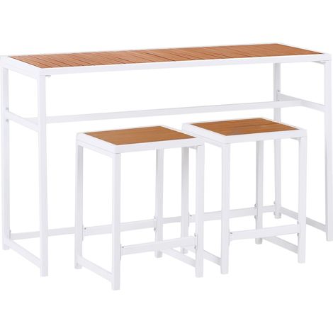 Garden Bar Set 2 Seater AVETRANA Metal Brown/ White