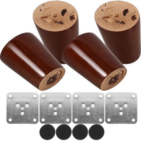 Un jeu de pieds de rechange pour canapé, pieds de table en bois, convenant aux bureaux, armoires, bancs, coiffeuses, chaises et bibliothèques, marron. (1/5)