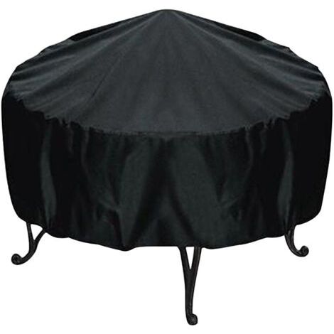 Housse de protection ronde noire imperméable à l'eau et à la poussière pour barbecue extérieur (112 cm de diamètre)