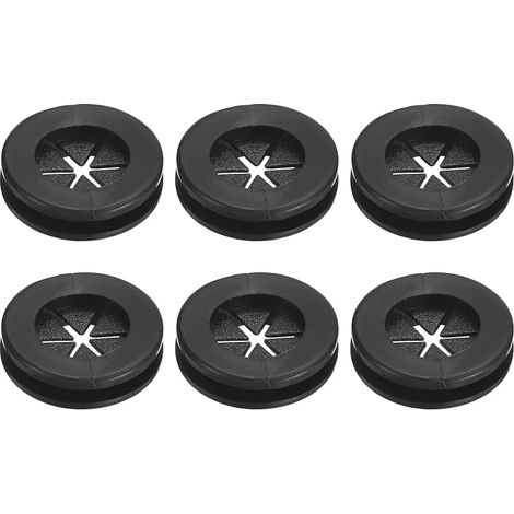 QUARKZMAN 6 x Rubber Wire Clips 9/16 inches (14 mm) ID, 5/8 inches (16 mm) Installation Hole Diameter Rubber Double Sided Round Electrical Wiring Seal, Black (1/5)
