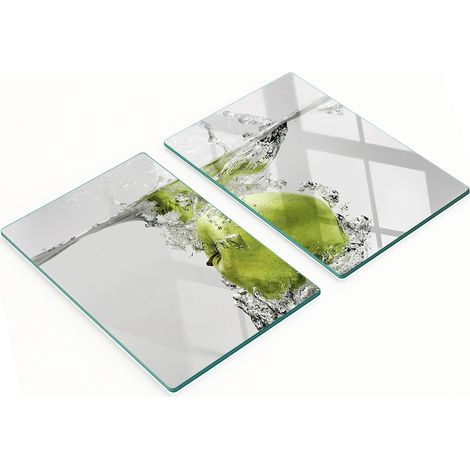Küchenschneidebretter aus Glas mit Apfel-Unterwasser-Motiv, 2 x 40 x 52 cm (1/5)