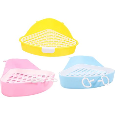Triangular Litter Tray for Small Animals, Plastic, Set of 3 (1/5)