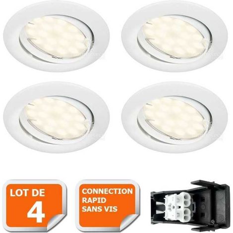 Lampesecoenergie – Lot de 4 spots encastrables orientables LED GU10 5W – Lumière blanc neutre 4000K – Tension 230V – Angle de diffusion 120° (1/5)