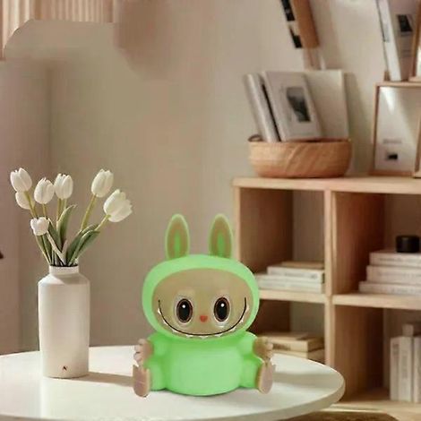 Lampe tactile colorée en forme de monstre - Veilleuse, rechargeable par USB, 7 couleurs de lumière chaude - Minuterie - Cadeau pour chambre d'enfant (Vert) (1/5)
