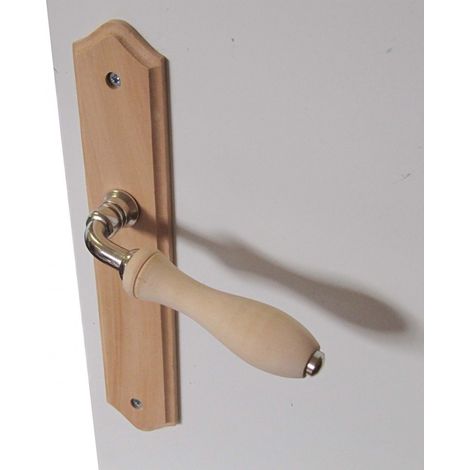 Centrale Brico – Poignée de porte coulissante en bois brut sans trou – Entraxe 195 mm – Longueur 115 mm – Largeur plaque 45 mm – Pour salon et cuisine (1/5)
